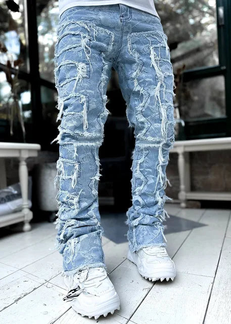 Tassel Ripped Denim Straight Jeans