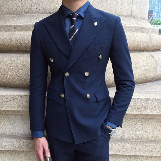 Slim Fit Business Double Breasted Men Suit