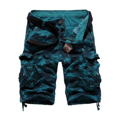 Camouflage Button Fly Cargo Shorts