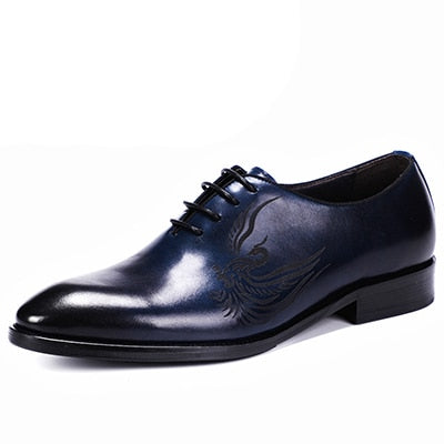 Elegant Design with Bird Art Painting Details Men Oxford Shoes