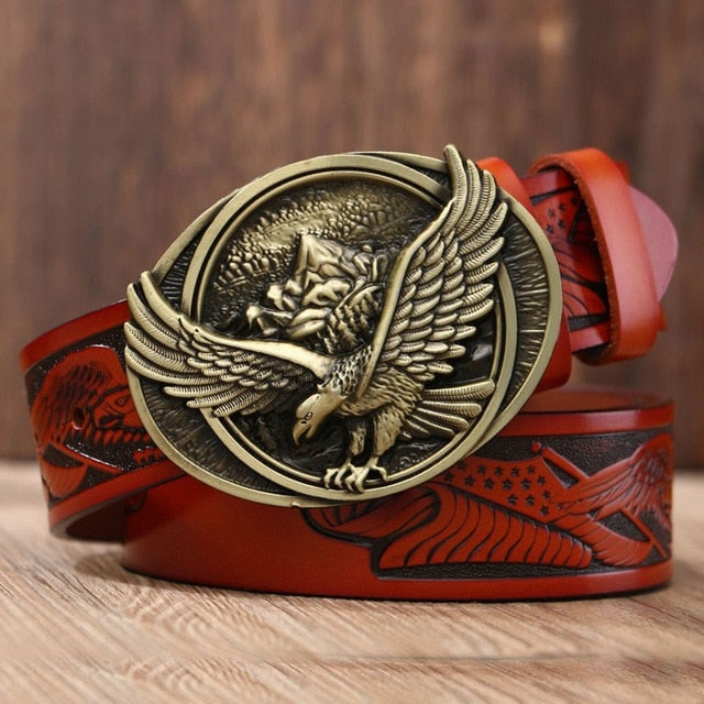 Mountain Eagle Buckle Leather Belt