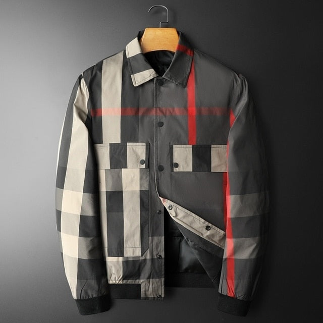 Lapel Contrasting Big Stripe Jacket