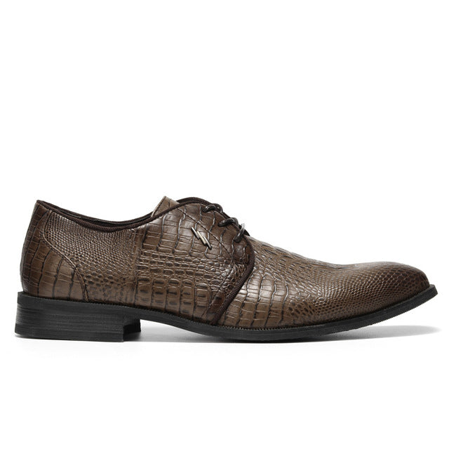 Coffee Shade Crocodile Pattern Men Formal Shoes - FanFreakz