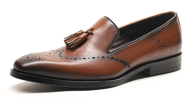 Elegant Formal Style Loafers with Tassel Men Leather Shoes