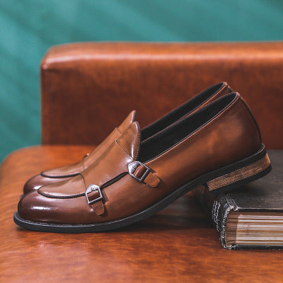 Leather Classic Buckles Men Slip On Formal Loafers