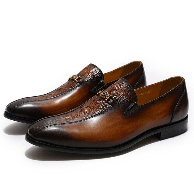 Genuine Leather Crafted Bicycle Toe Design Men Loafers Shoes