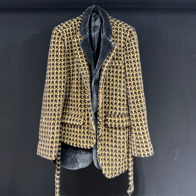 Thick Fake Two Pieces Yellow Blazer