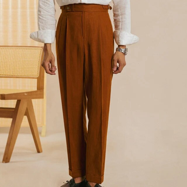Linen Retro Casual High Waist Trousers