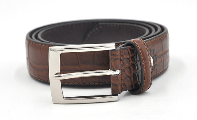 Crocodile Pattern With Faux Split Leather Men Belt