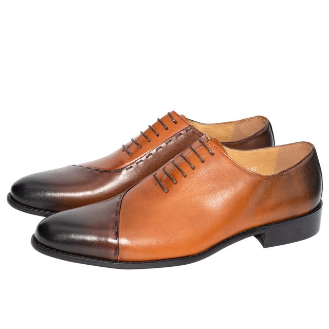 Double Color Office Formal Oblique Pointed Toe Men Dress Shoes