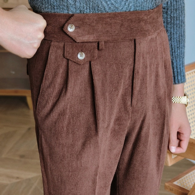 Corduroy Choco Side Deco Trousers