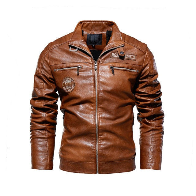 Rider Style PU Leather Two Zipper Pocket Jacket