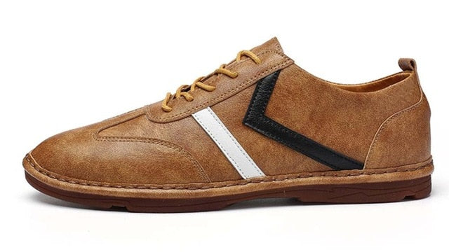 Casual Split Leather Flat Style Men Sneaker
