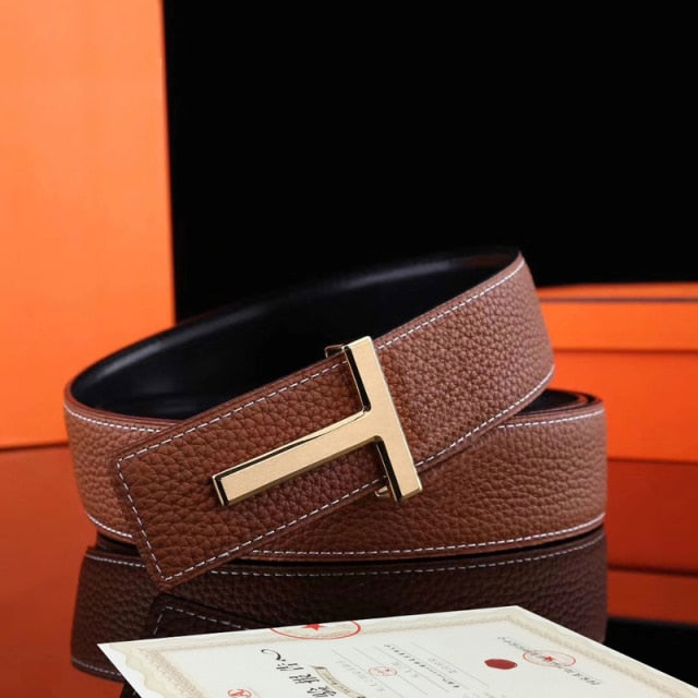 T-Letter Buckle Faux Leather Belt