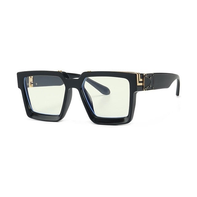 Polycarbonate Gold Accents Square Frame Men Glasses