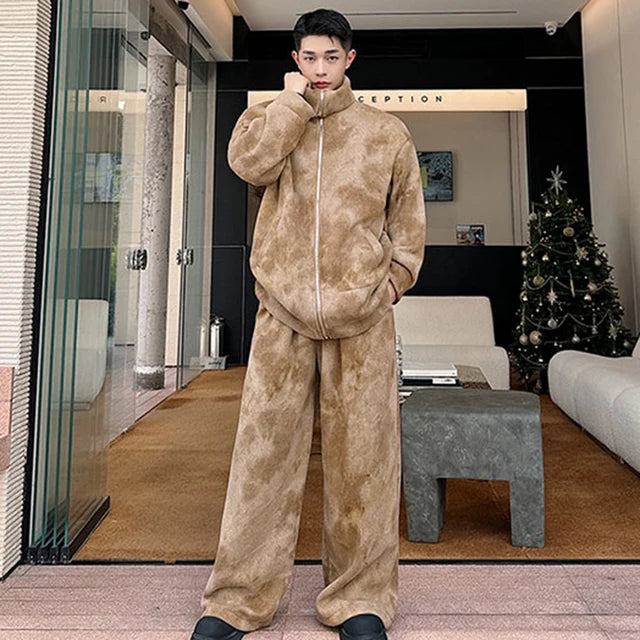 Trendy Tie-Dyed Sweater Wide Leg Pants Set