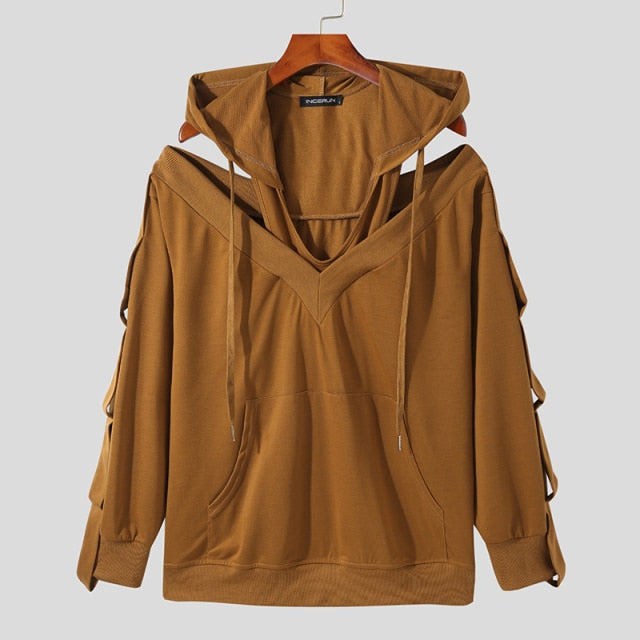 Hands Hollow Cut Off Shoulder Hoodie Jacket