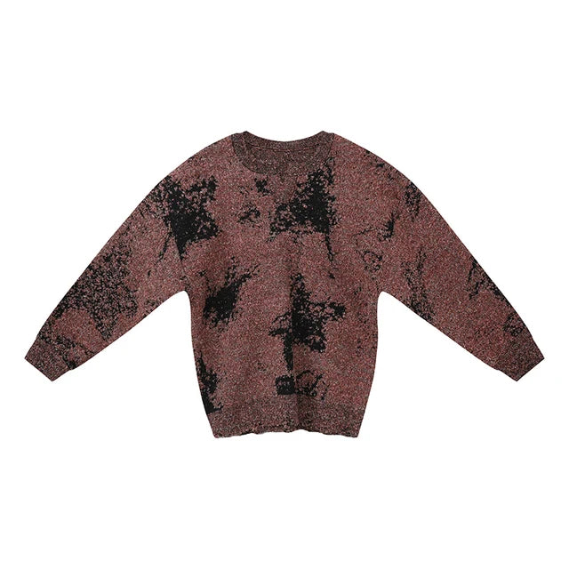 Color Block Woolen Loose Sweater