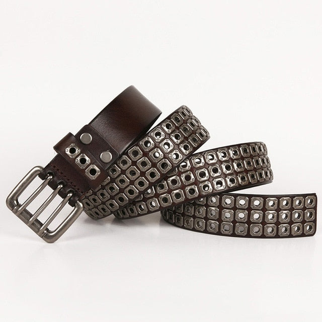 Punk Metal Studded Genuine Leather Belt