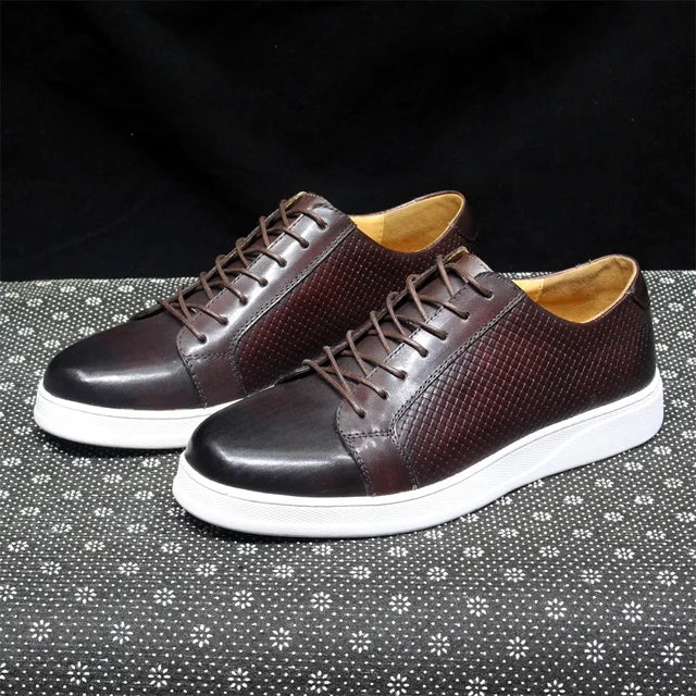 Genuine Leather Lace-Up Soft Sole Sneakers