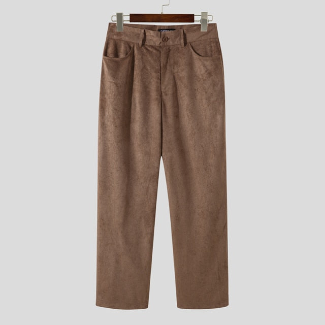 Solid Color Faux Suede Trouser
