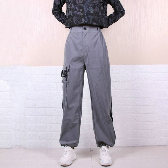 Camo Reflective Hip Hop Light Shiny Streetwear Jogger Style Men Pants