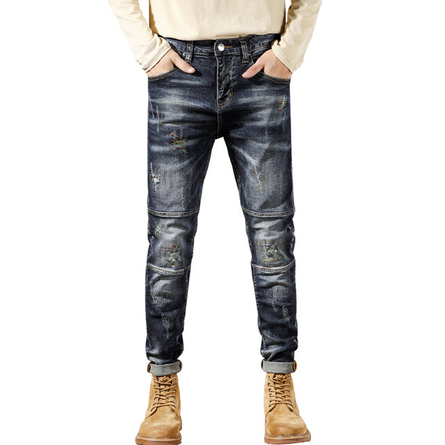 Rainbow Stitching Patchwork Loose Jeans