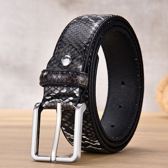 White Grey Animal Skin Pattern Style Belt