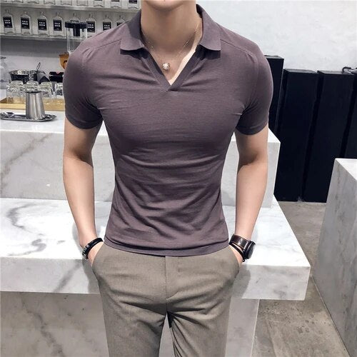 Solid Color Short Sleeve Polyester Polo Shirt