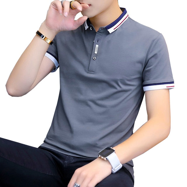 Casual Solid Cotton Polo Shirt