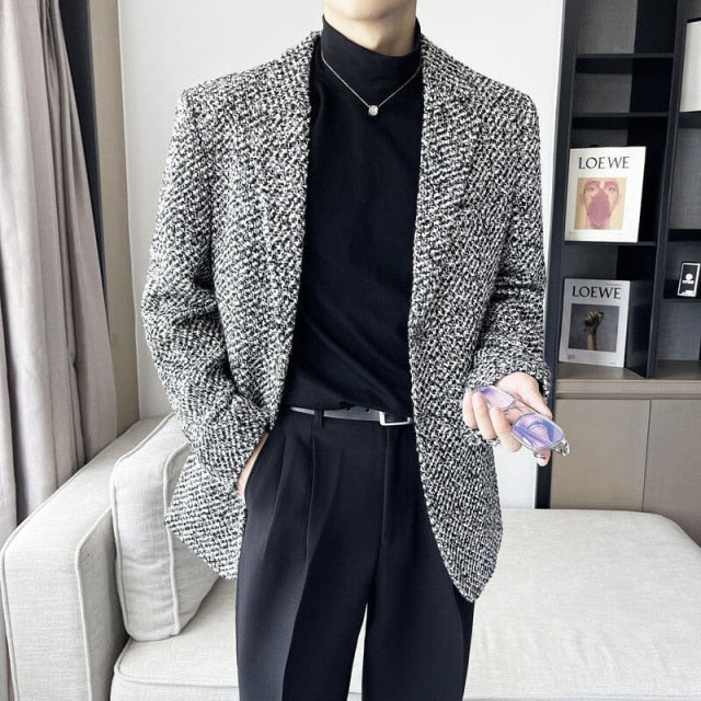 Full Geometric Patterned Casual Blazer