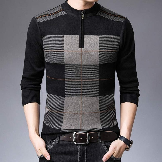Big Plaid Patterned Flat Knitted Sweater
