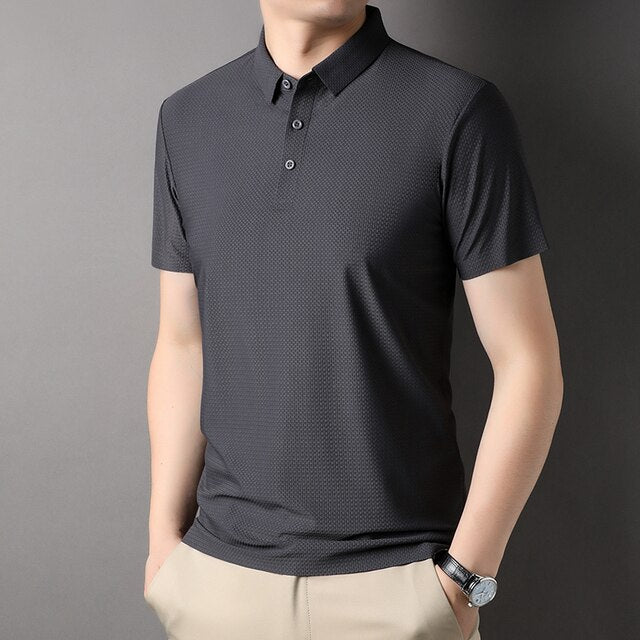 Plain Casual Turn Down Collar Polo Shirt