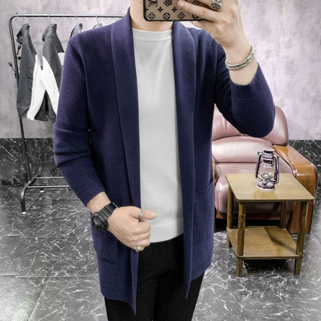 Plain Color Knitted Solid Cardigan