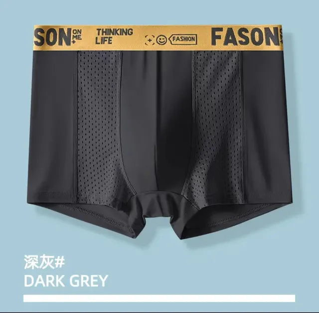 Ice Silk Solid Mesh Boxer
