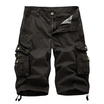Solid Colour Army Cargo Tactical Multi Pockets Men Shorts