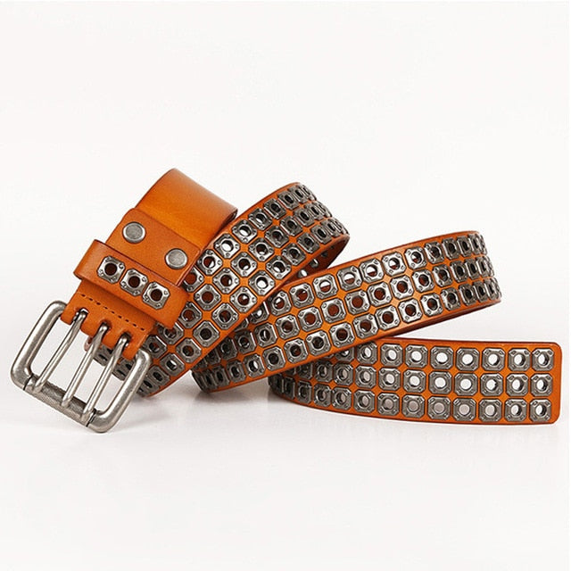 Punk Metal Studded Genuine Leather Belt