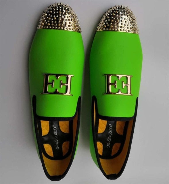 Double E Metal Rivets Cap Toe Style Loafers