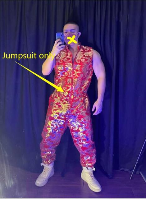 Gold Sequin Vintage Embroidery Sleeveless Jumpsuit