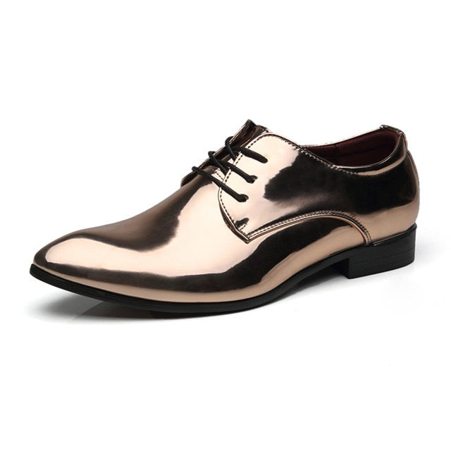 Lux Glossy Lace Up Men Oxfords Shoes