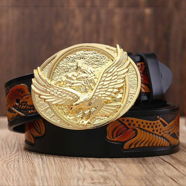 Mountain Eagle Buckle Leather Belt