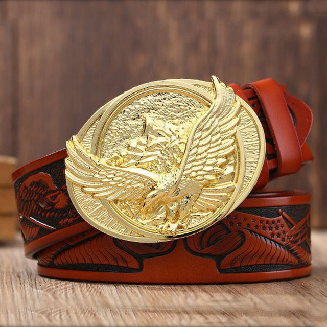 Mountain Eagle Buckle Leather Belt