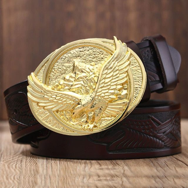 Mountain Eagle Buckle Leather Belt