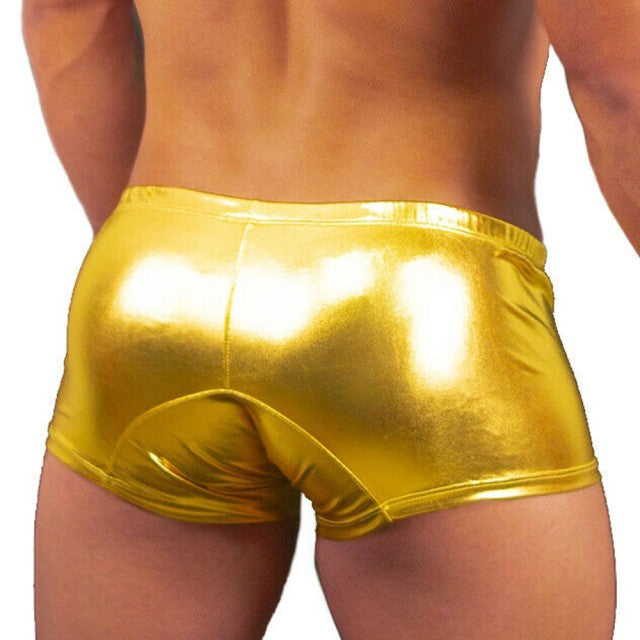 Sexy Solid Color PU Leather Men Brief