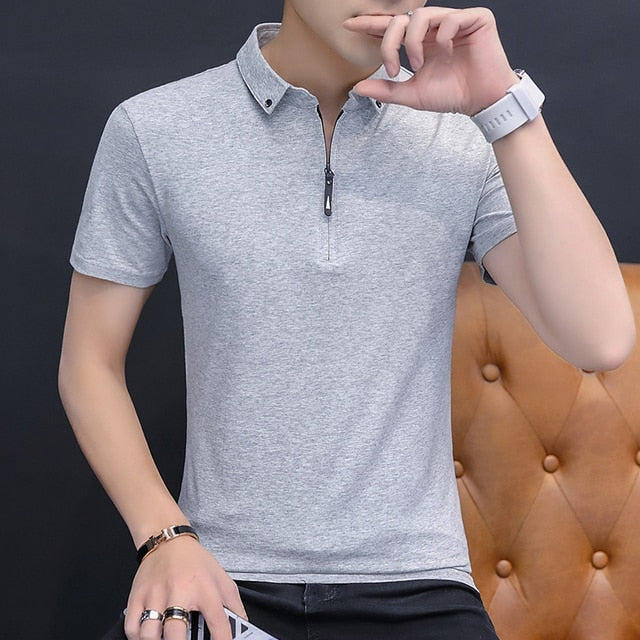 Casual Solid Cotton Polo Shirt
