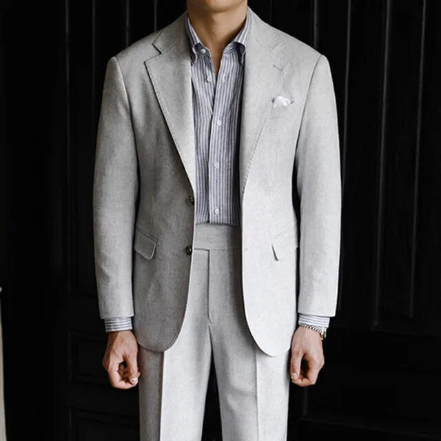 Solid Gray Single Breasted Suit