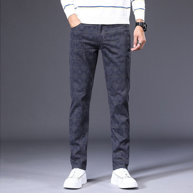 Plaid and Geometric Patterned Regular Fit Trousers