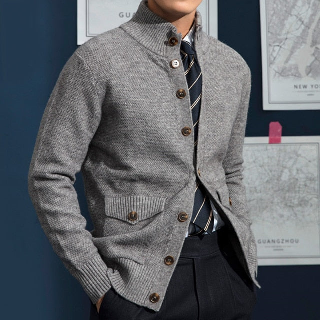 Long Sleeves Wool Knitted Cardigan