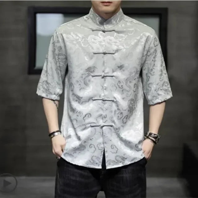 Dragon Embroidery Plus Size Chinese Style Shirt
