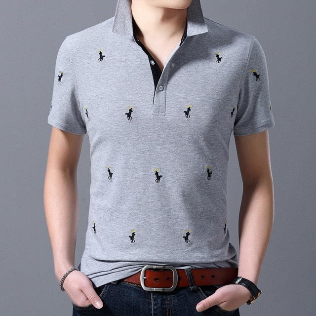 Cowboy Embroidery Pattern Decorated Polo Shirt